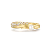 Gold Sparkle Pearl Crossover Adjustable Ring